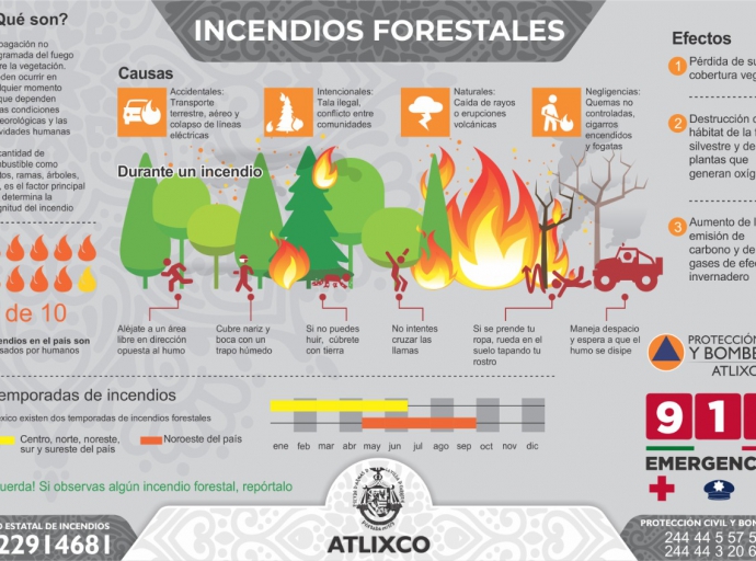 Emite Protección Civil de Atlixco recomendaciones para evitar incendios forestales