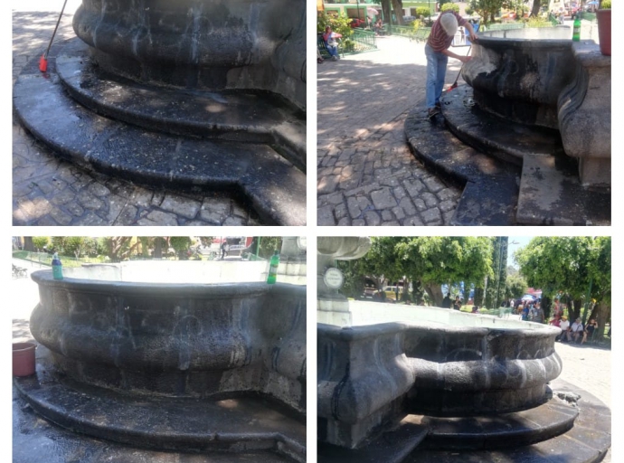 Vandalizan la fuente de la Rotonda, no respeta su valor histórico 