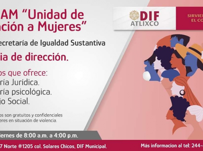 La unidad de atención para las mujeres ya atiende en el DIF Atlixco