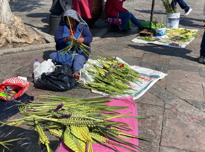 En Atlixco, feligreses acuden a bendecir sus palmas este domingo de ramos