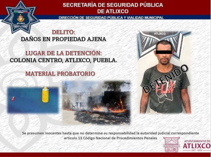 En prisión continua sujeto que prendió fuego en Barrio Smart de Atlixco 