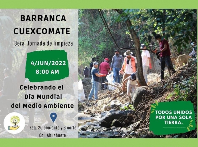 Se realizará tercera jornada de limpieza en la barranca el Cuexcomate. 