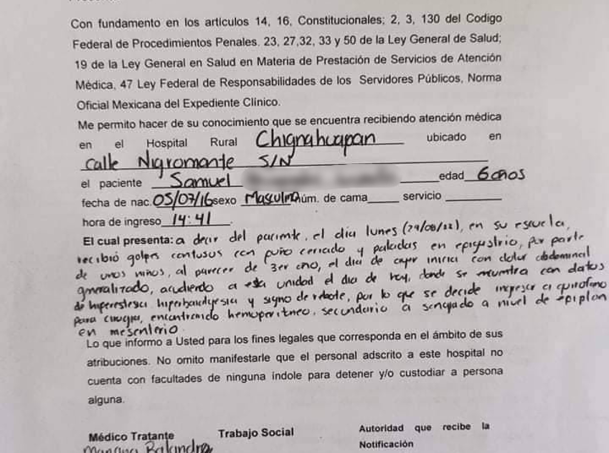 Compañeros dan golpiza a niño de primaria en Chignahuapan 