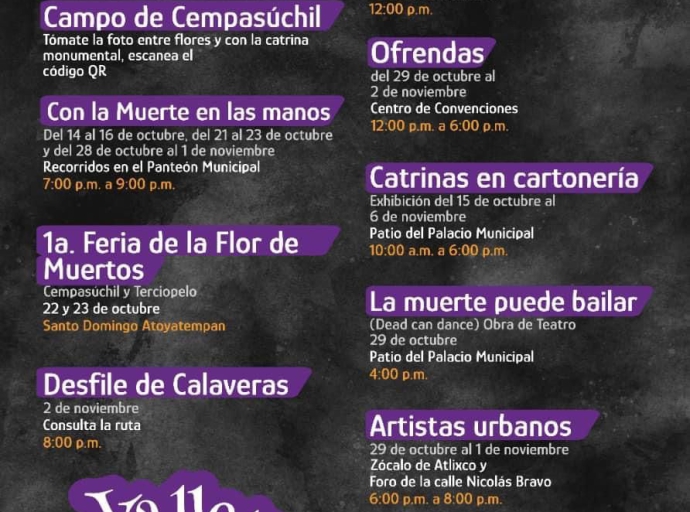 Conoce todas las actividades de este fin de semana en Valle de Catrinas