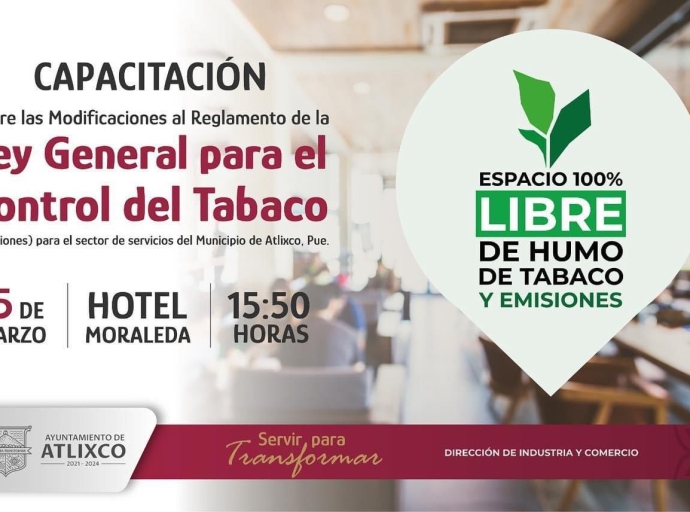 Gobierno de Atlixco capacitará a prestadores de servicios para dar cumplimiento a la Ley de control del tabaco 