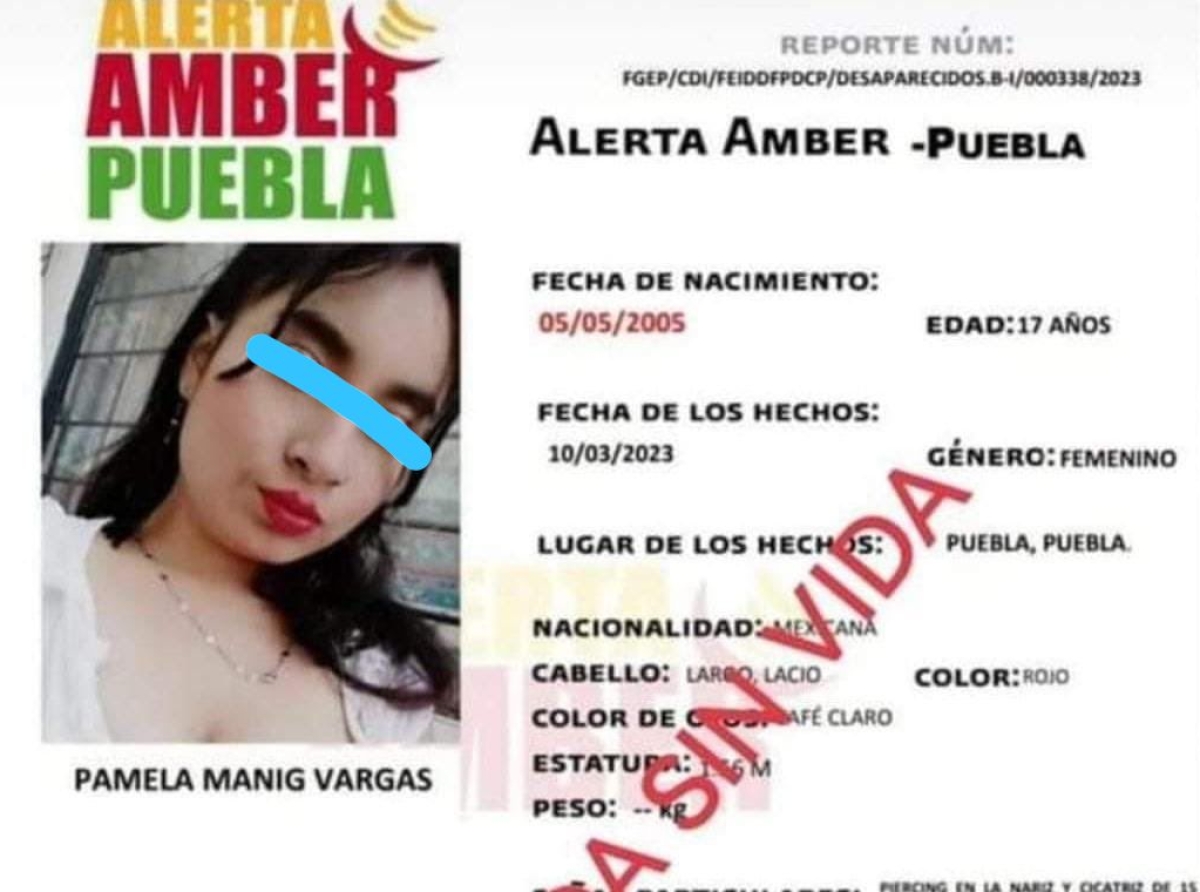 Pamela de 17 años, desapareció en Puebla y fue localizada sin vida