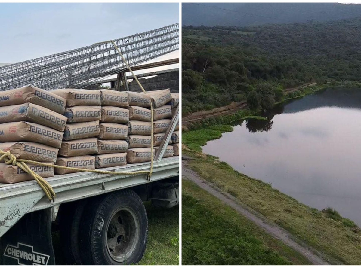 Ariadna Ayala realiza entrega de material para rehabilitar el canal de la presa Chilhuacán