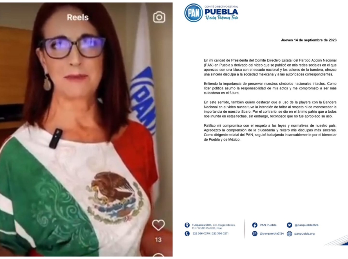 Dirigente estatal del PAN utiliza la bandera Nacional como playera 