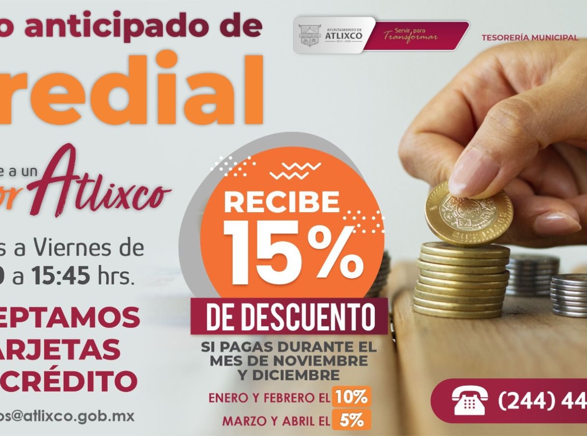 Inician beneficios al realizar el pago anticipado del predial en Atlixco