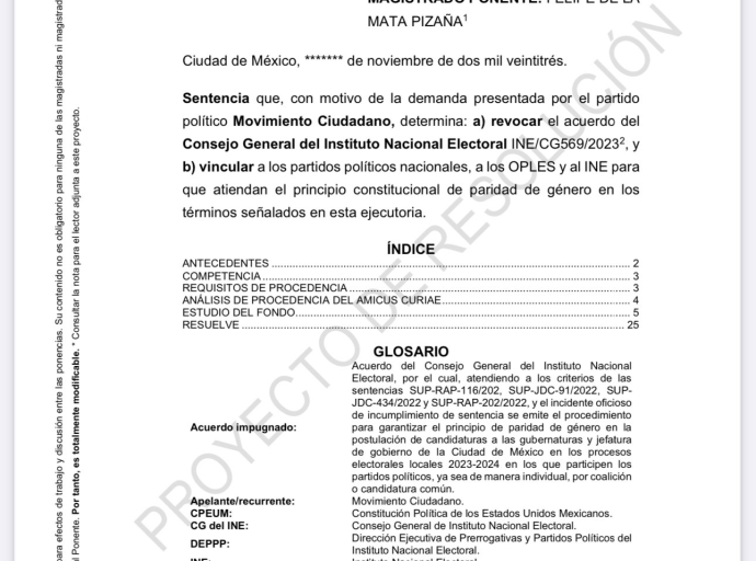 TEPJF propone revocar acuerdo del INE sobre paridad en gubernaturas