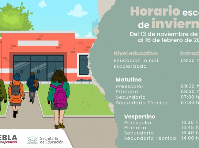 Iniciará horario de invierno en escuelas poblanas: SEP