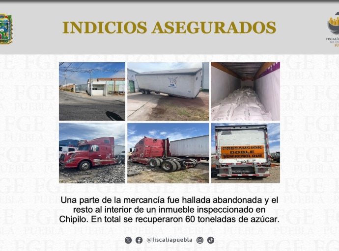 Localizan en Chipilo tractocamión cargado de azúcar; fue robado en Huaquechula
