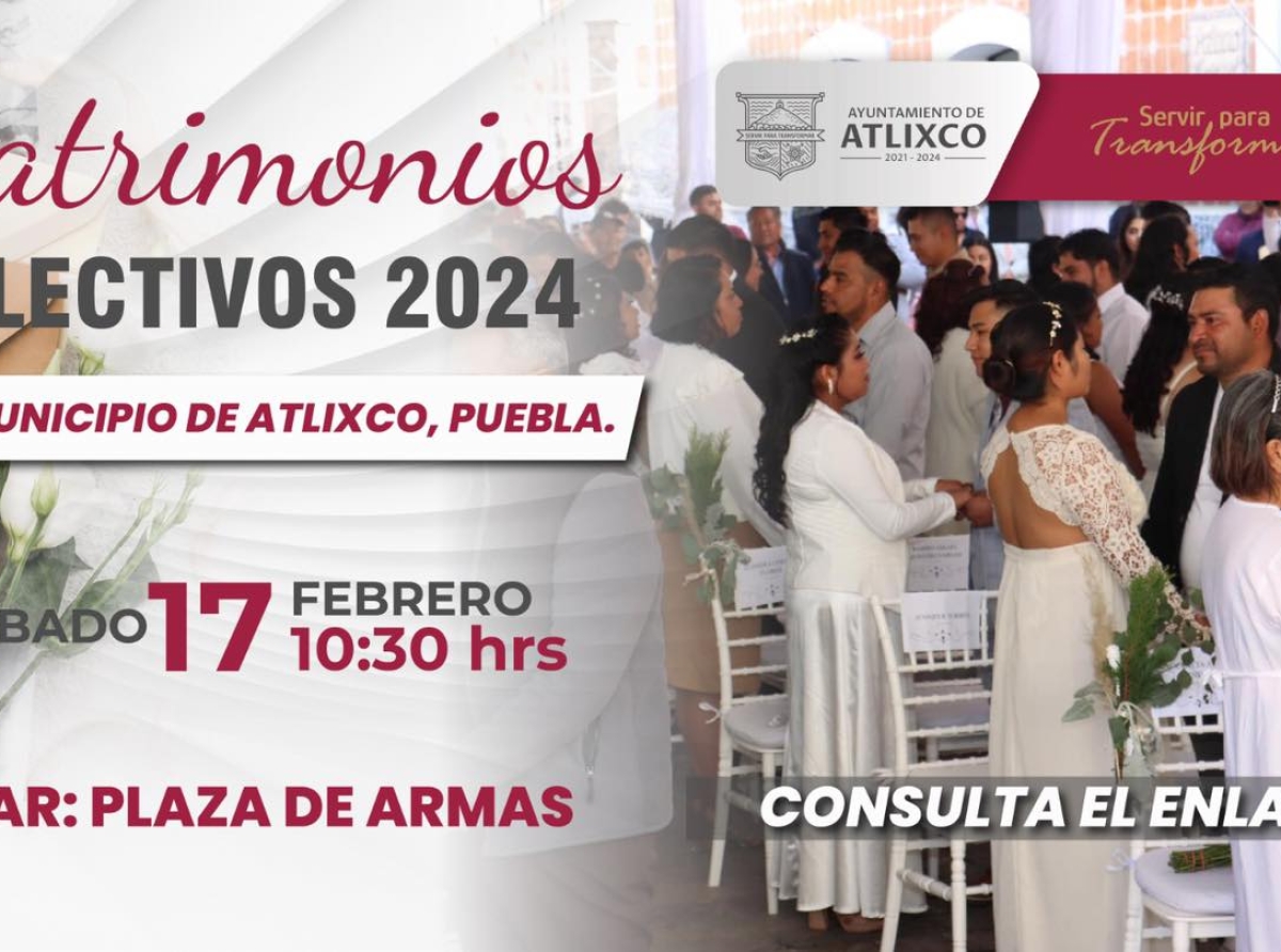 Para celebrar el amor, en Atlixco se realizarán matrimonios colectivos