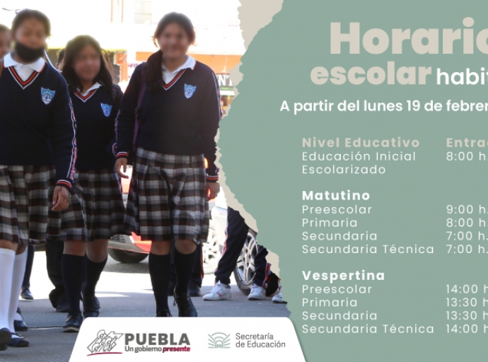 Anuncia SEP conclusión de “horario de invierno” en escuelas poblanas