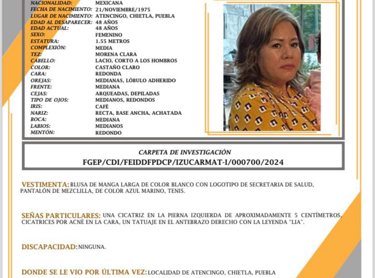 Buscan a enfermera reportada como desaparecida en Atencingo