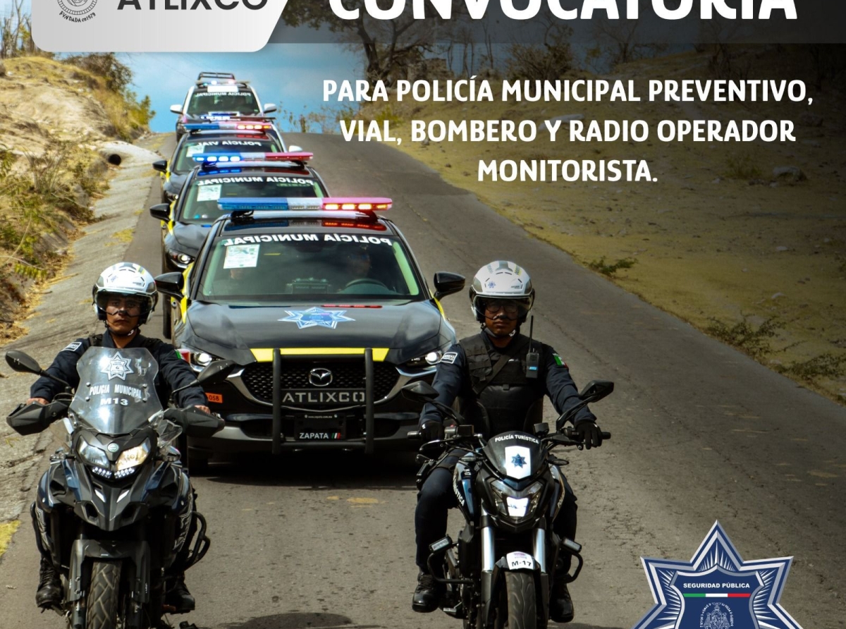 SSP de Atlixco abre convocatoria para Radio Operador y Policía Municipal Preventivo