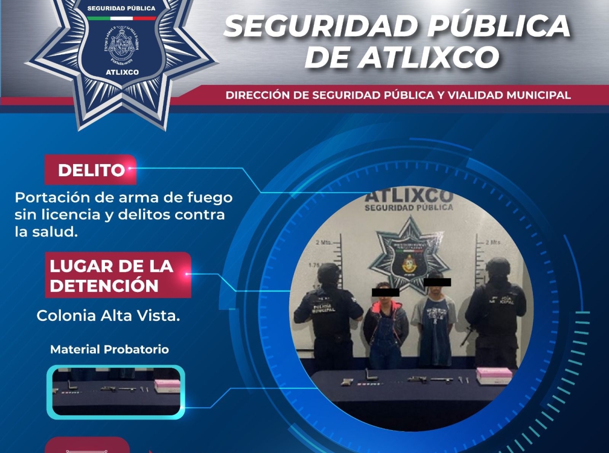 Secretaría de Seguridad Pública de Atlixco abate delincuencia con diversas acciones: detuvo a 6