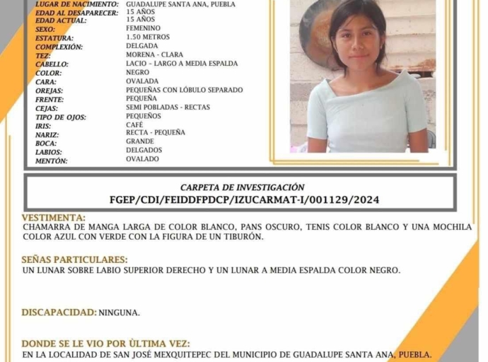 Adolescente Desaparecida en Guadalupe Santa Ana: Familia Pide Ayuda para Encontrarla