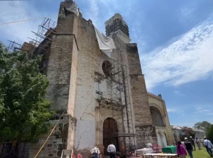 Avanza la reconstrucción del Ex Convento en Huaquechula tras el sismo