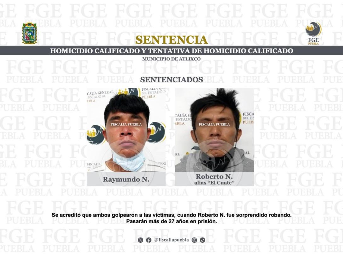 Sentencia de 27 años para asesinos de abuelita en Atlixco