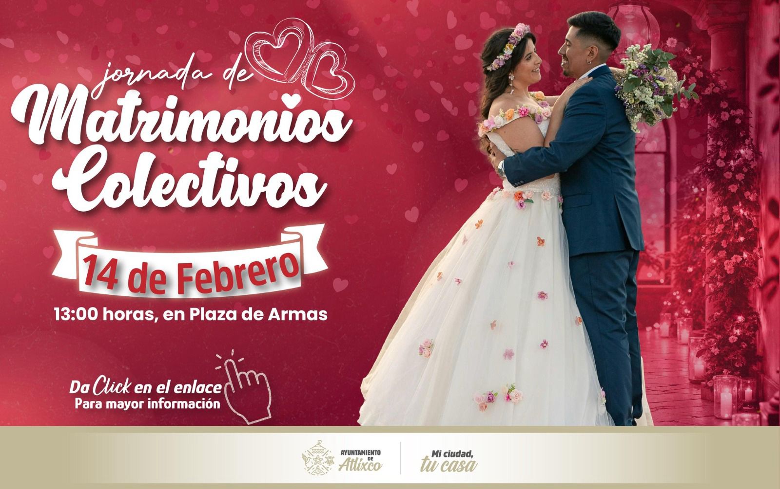 Cásate gratis en Atlixco este 14 de febrero