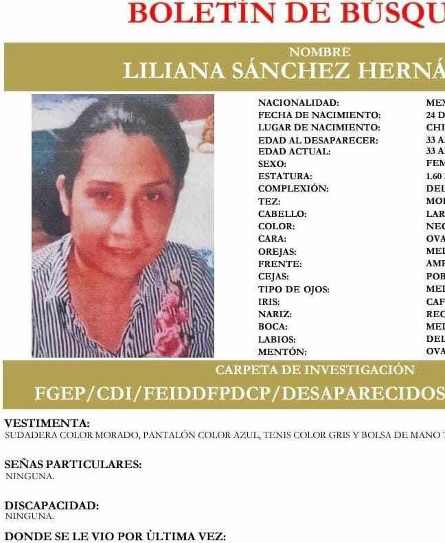 Buscan a Liliana Sánchez, mujer desaparecida entre Izúcar y Chiautla