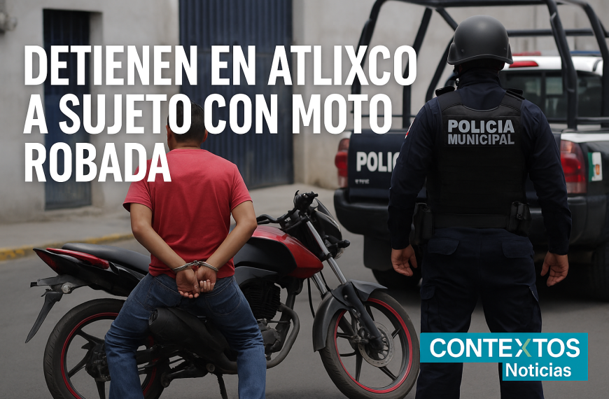 Detienen en Atlixco a sujeto con moto robada