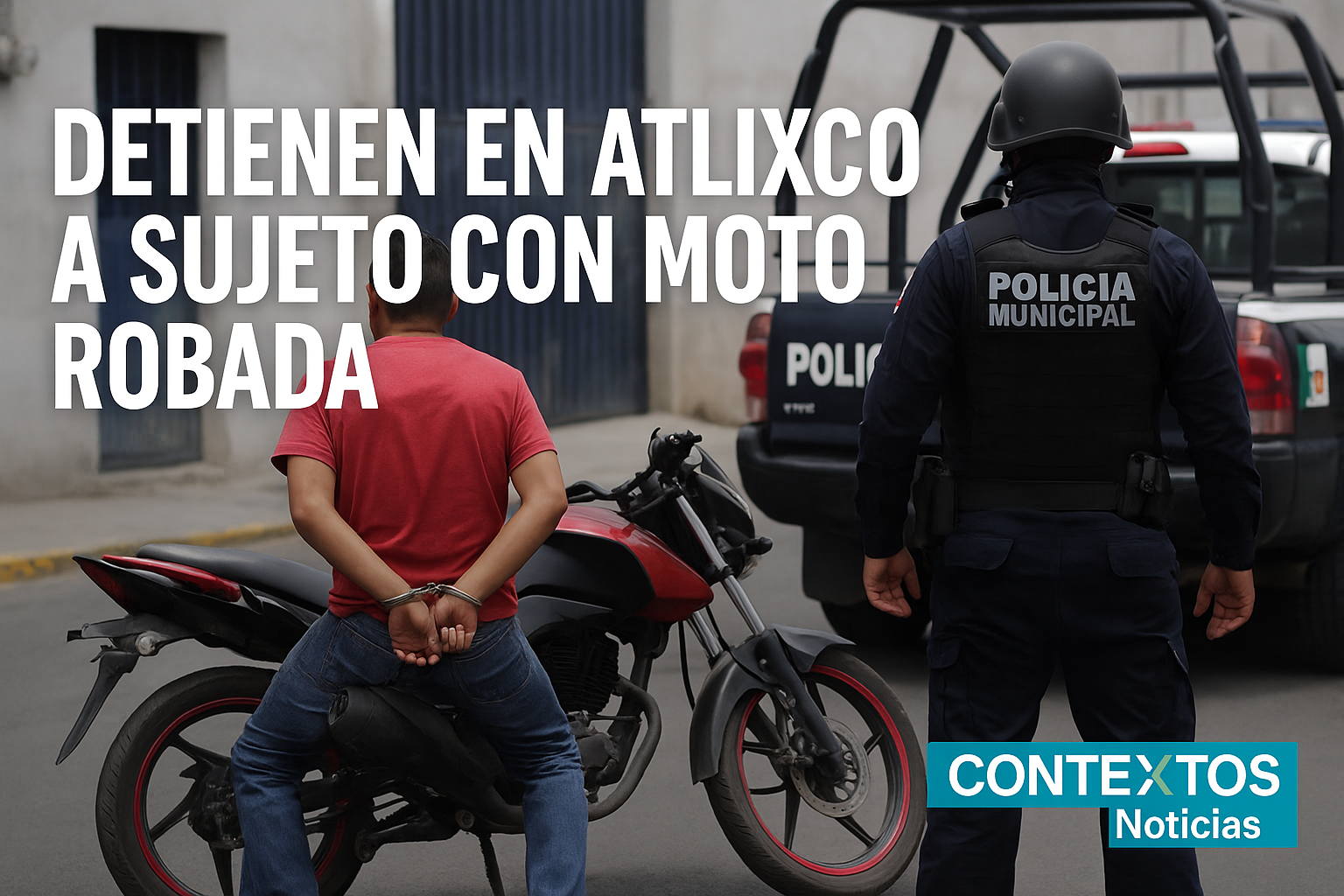 Detienen en Atlixco a sujeto con moto robada