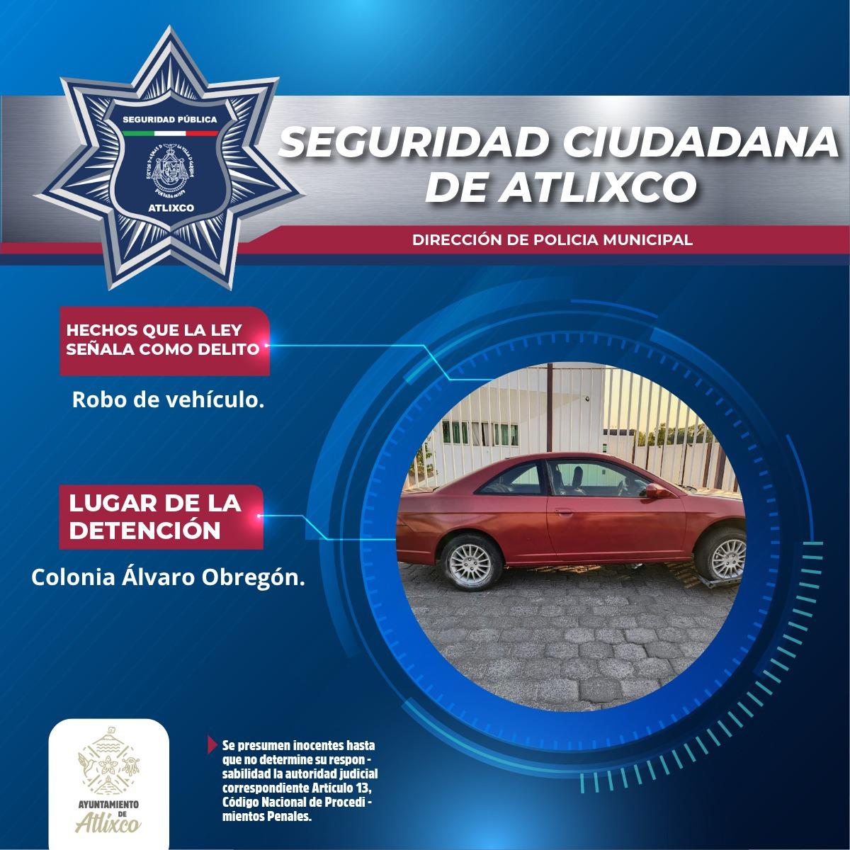 Recupera SPM auto robado en Álvaro Obregón